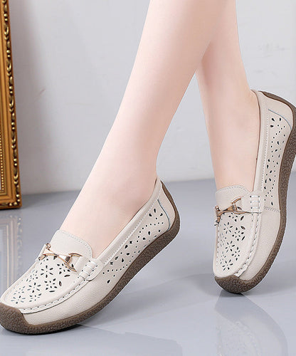 Cowhide Leather Flat Shoes for Hollow Out Flat Shoes