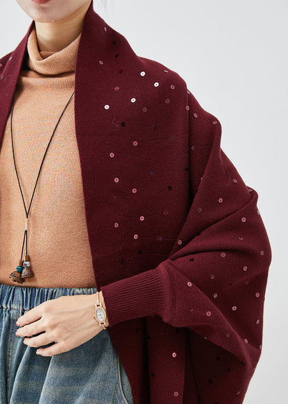 Mulberry Sequins Tasseled Knit Cardigan Winter