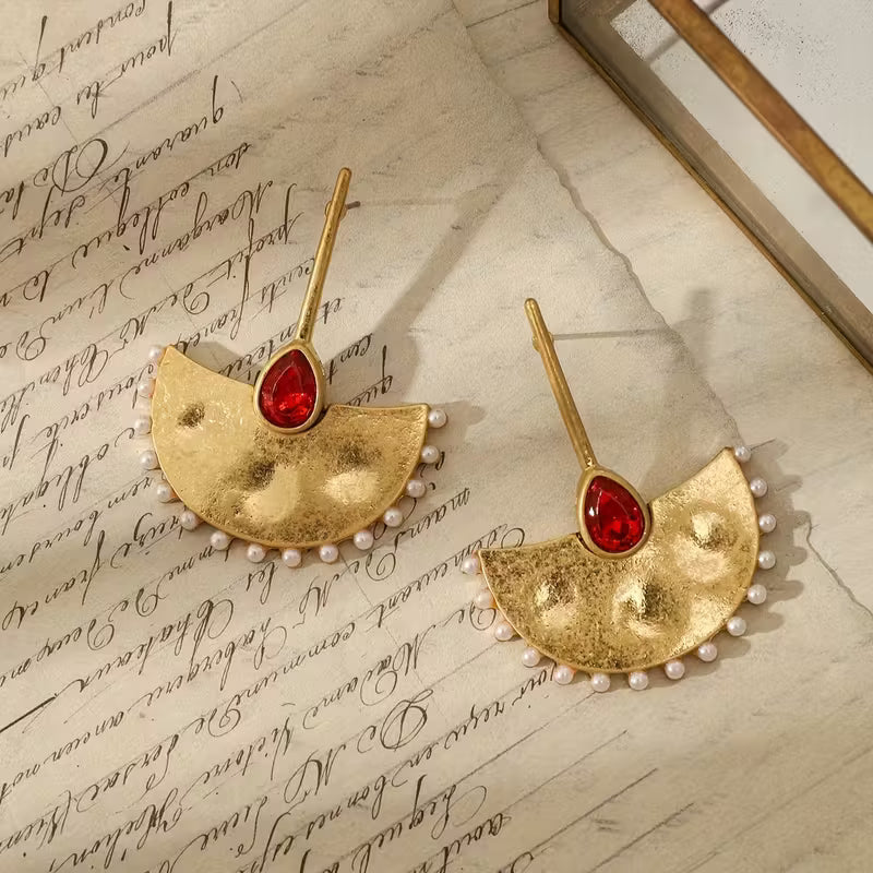 Fan-shaped Dangle Earrings
