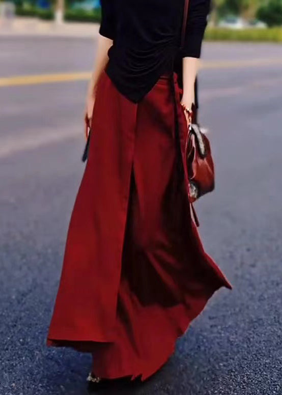 New Red High Waist Silk Skirts Summer