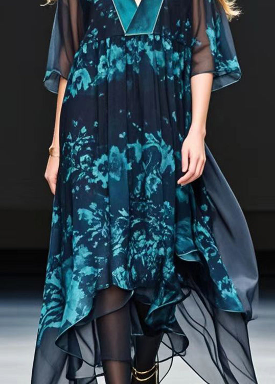 Black Oversized Print Chiffon Robe Dresses Summer