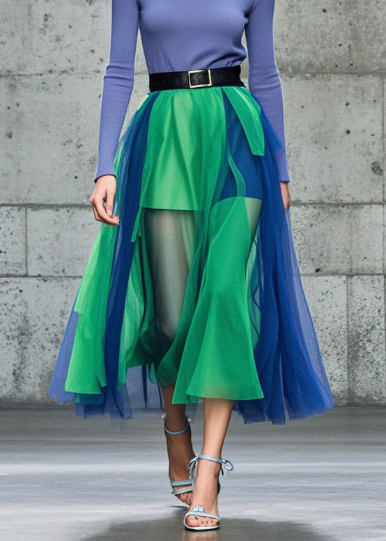 Colorblock Patchwork Tulle Beach Skirts Summer