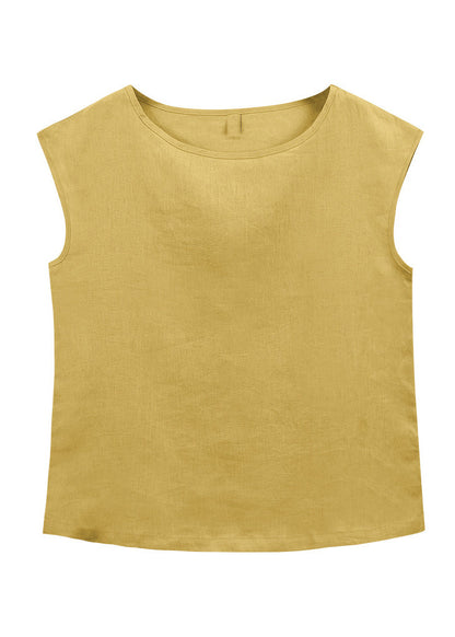 Simple O Neck Linen T Shirt Top Summer