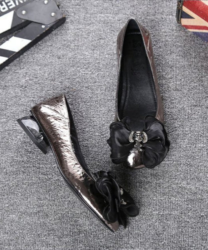 New Diy Bow Splicing Flats Faux Leather