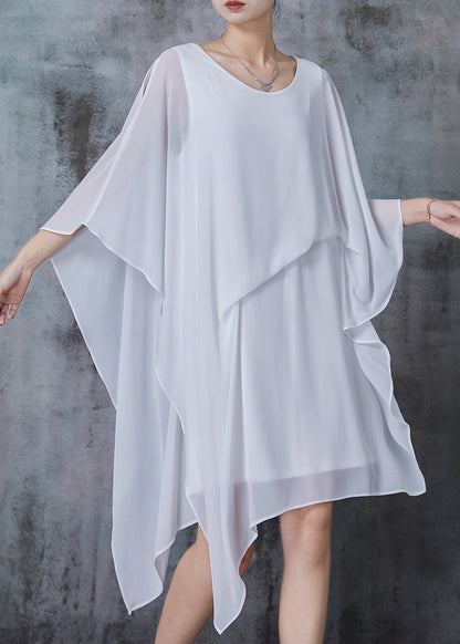 White Cold Shoulder Asymmetrical Design Dresses Summer