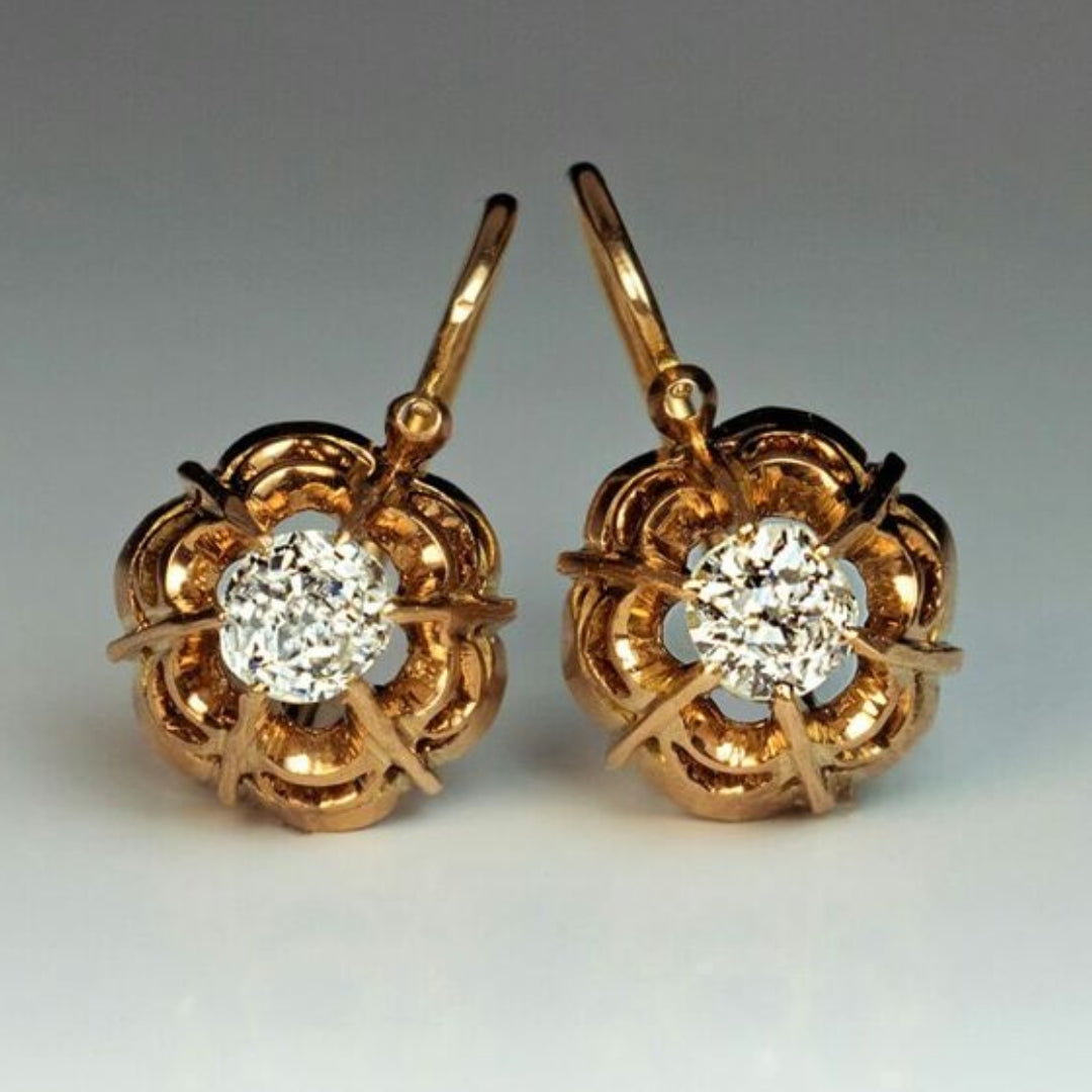 Bright Glass Rose Gold Earrings
