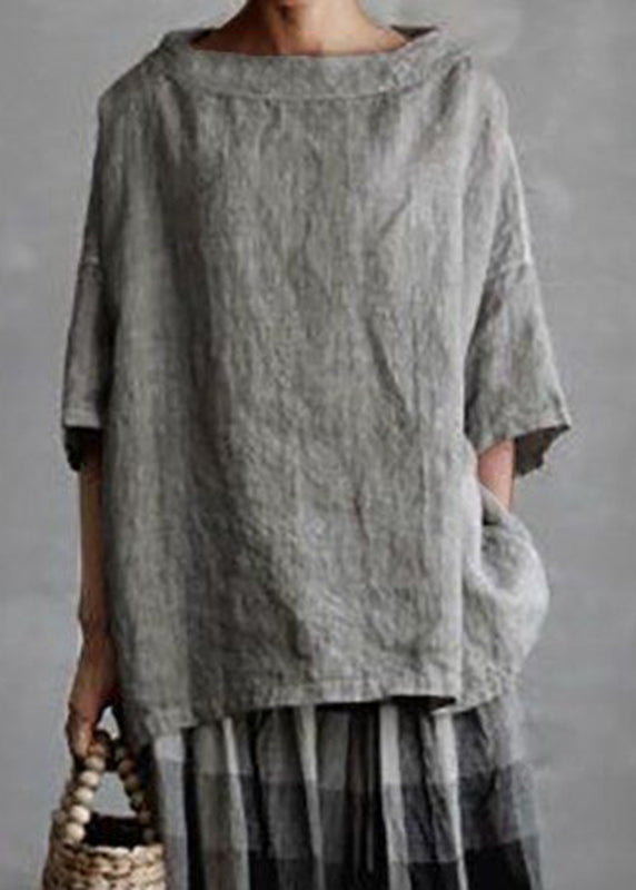 Grey O-neck Patchwork T Shirts Summer