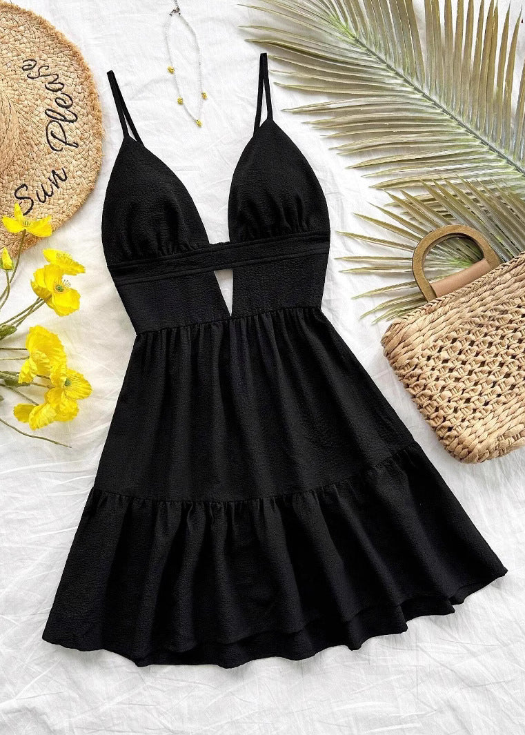 Stylish Leopard Backless Print Cotton Mini Dress Summer