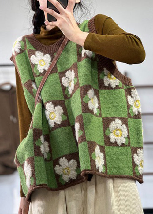Green Oversized Knit Vests Winter