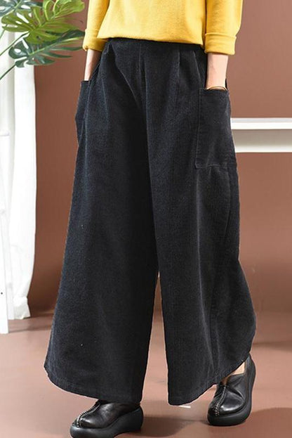 Loose Corduroy Wide Legs Pants