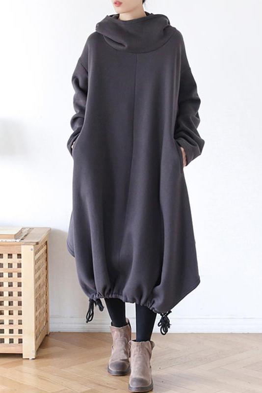 Drawstring Irregular Hem Cotton Dress