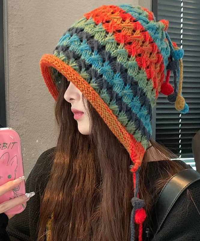 Rainbow Handmade Knit Boonie Hat