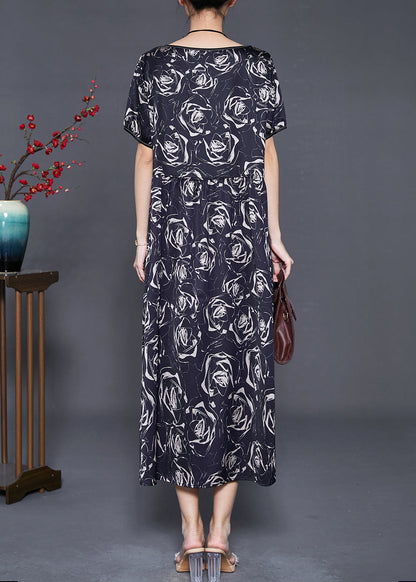 Black Silm Fit Silk Long Dresses Summer
