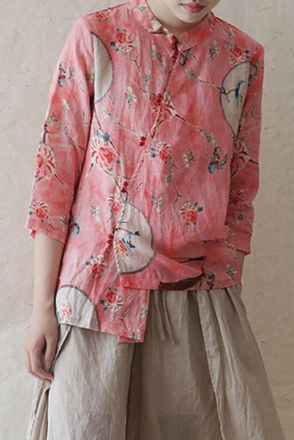 Limited Stock- 100% Linen Print Retro Shirt