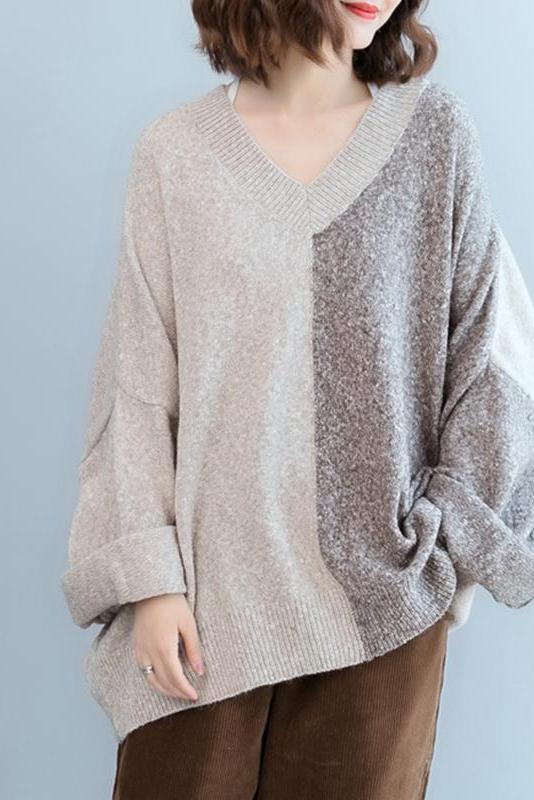 Loose V Neck Matching Color Sweater