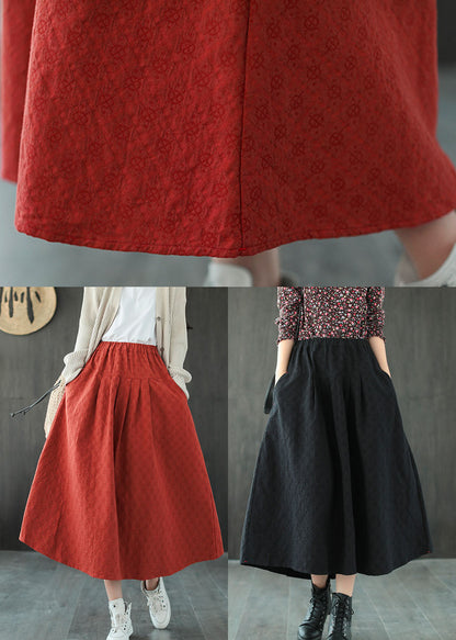 Black Jacquard Patchwork Loose a Line Skirt Spring