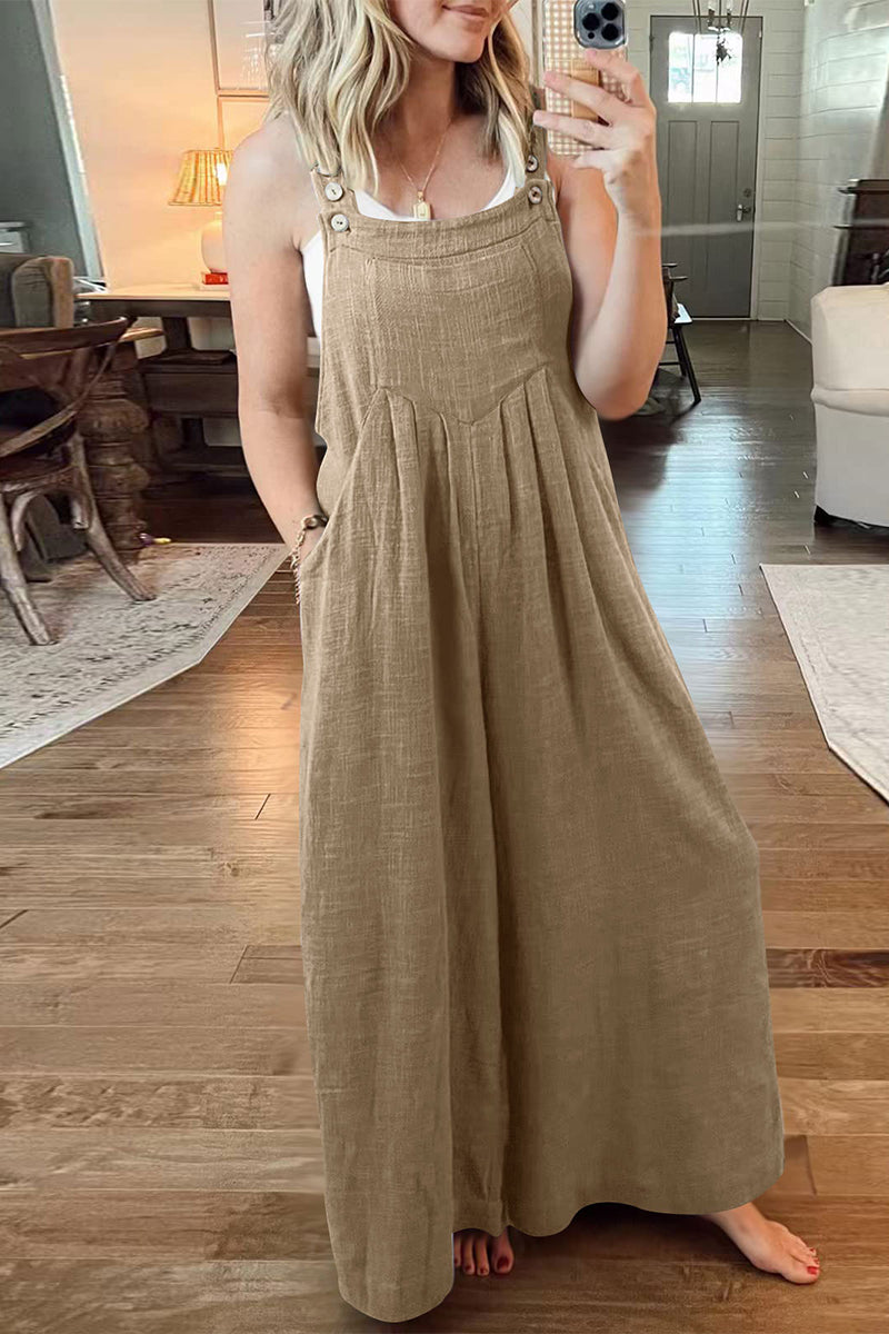 Street Pocket Square Collar Loose Jumpsuits(10 Colors)