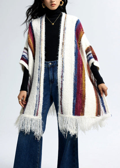 Boutique Tassel Striped Cozy Oversized Knit Shawl