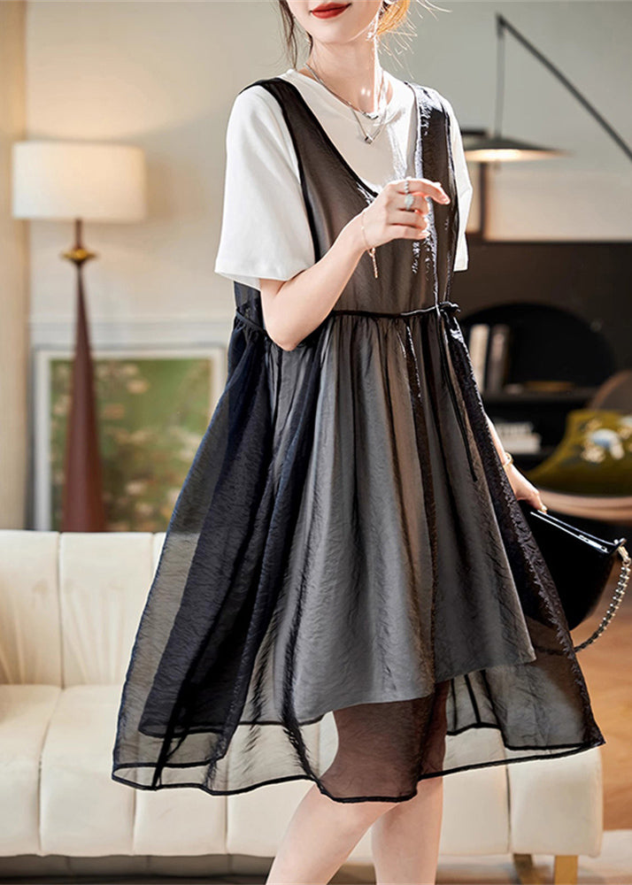 Patchwork Tulle Mid Dress and Top Two Piece Set Summer