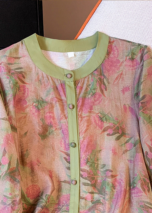 Green O Neck Print Cotton T Shirts Bracelet Sleeve