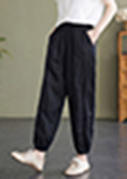 Black High Waist Cozy Crop Pants