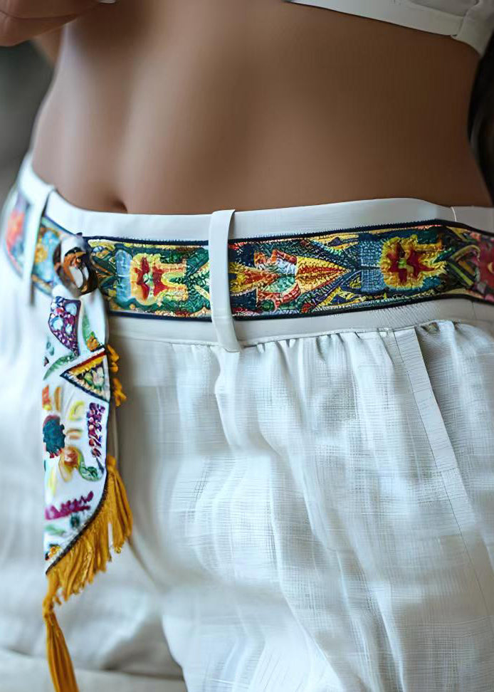White Pockets Patchwork Cotton Shorts Summer