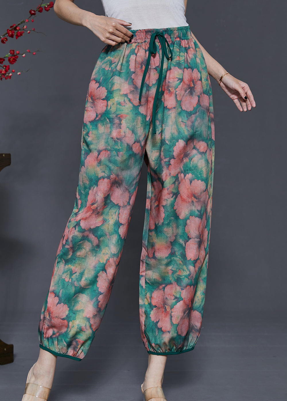 Red Tie Dye Linen Pants Summer