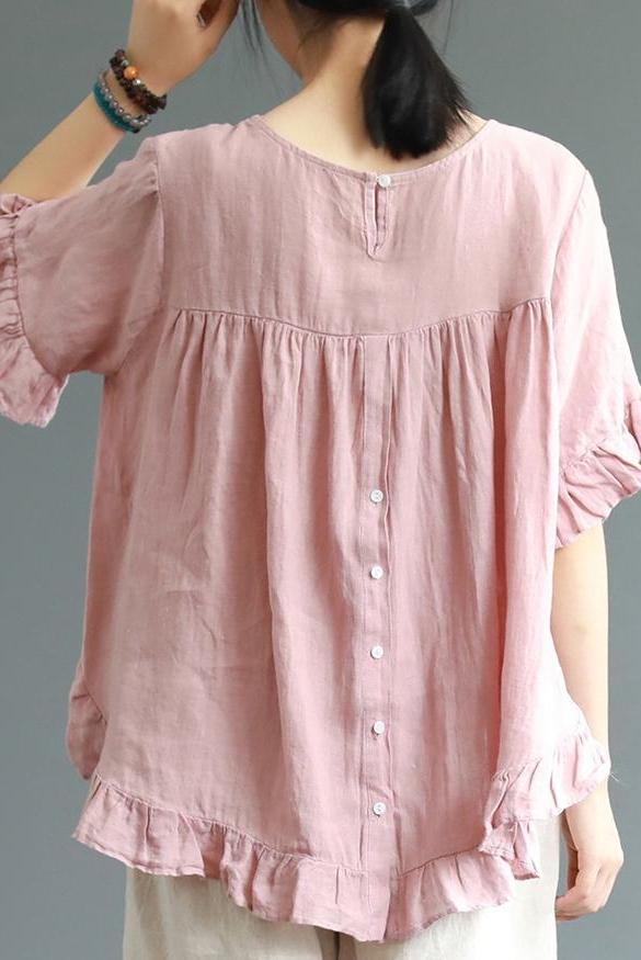 Loose Pure Color Button Down Shirt Summer Blouse