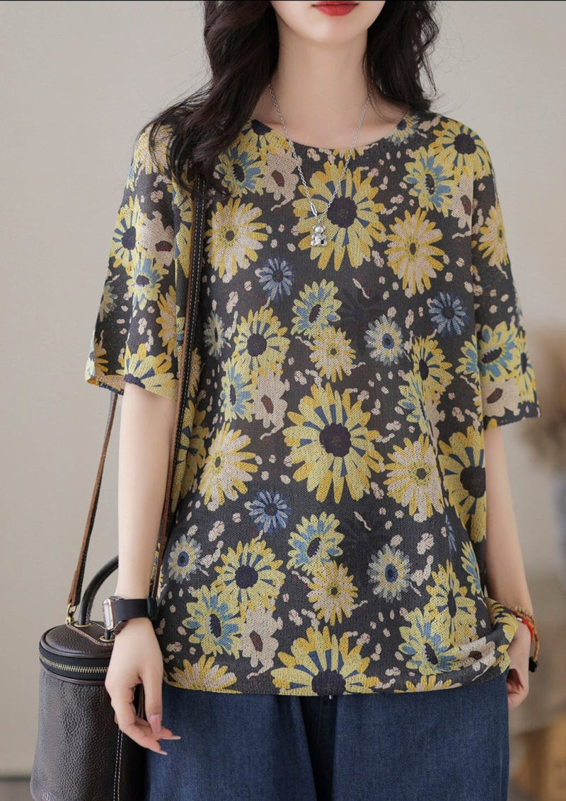 Stylish Print Cotton Knitted T-shirt