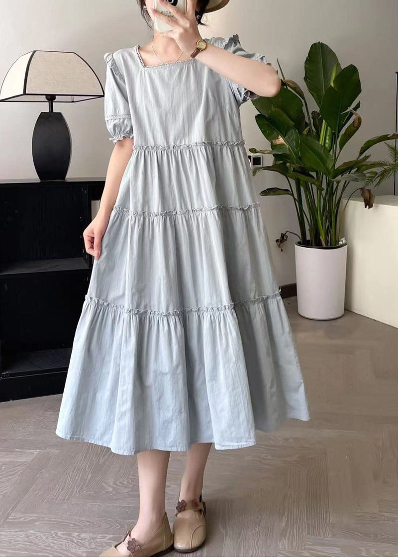 Blue Wrinkled Patchwork Vacation Maxi Dresses Summer
