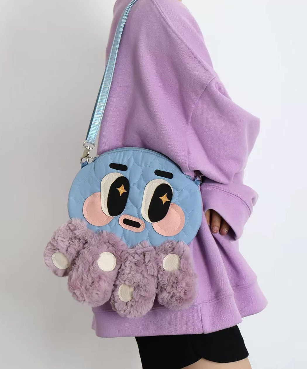 Octopus Shaped Fuzzy Fur Fluffy Message Bag