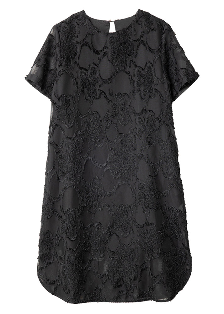 Black Hollow Out Side Open Chiffon Long Dresses Summer