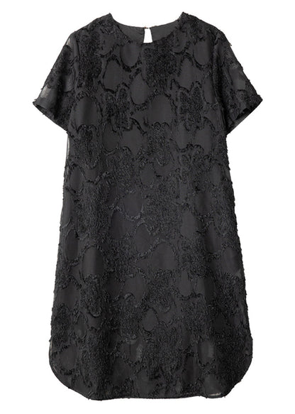 Black Hollow Out Side Open Chiffon Long Dresses Summer