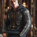 Halloween Metal Skeleton Men's Hooded Sweater artswardrobe