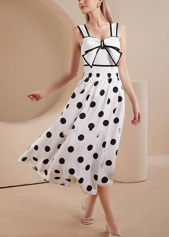 White Dot Bodysuit and Maxi Skirts Lingerie Set
