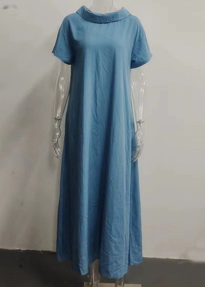 Pink Turtle Neck Patchwork Vacation Long Dresses Summer