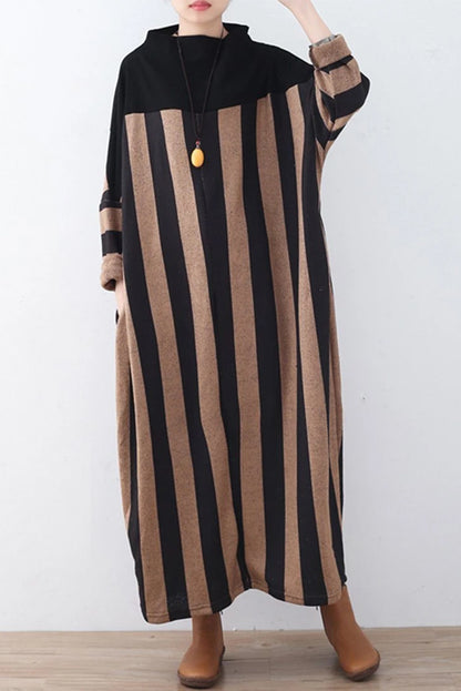 -turtleneck Knitted Loose Maxi Dress