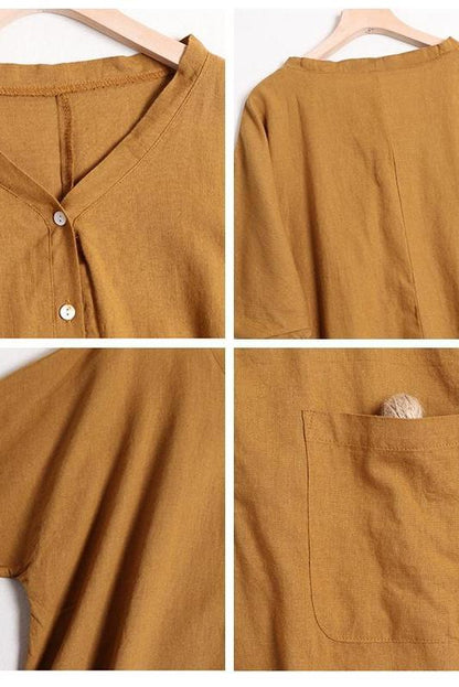 Organic Color Linen Dress for Summer