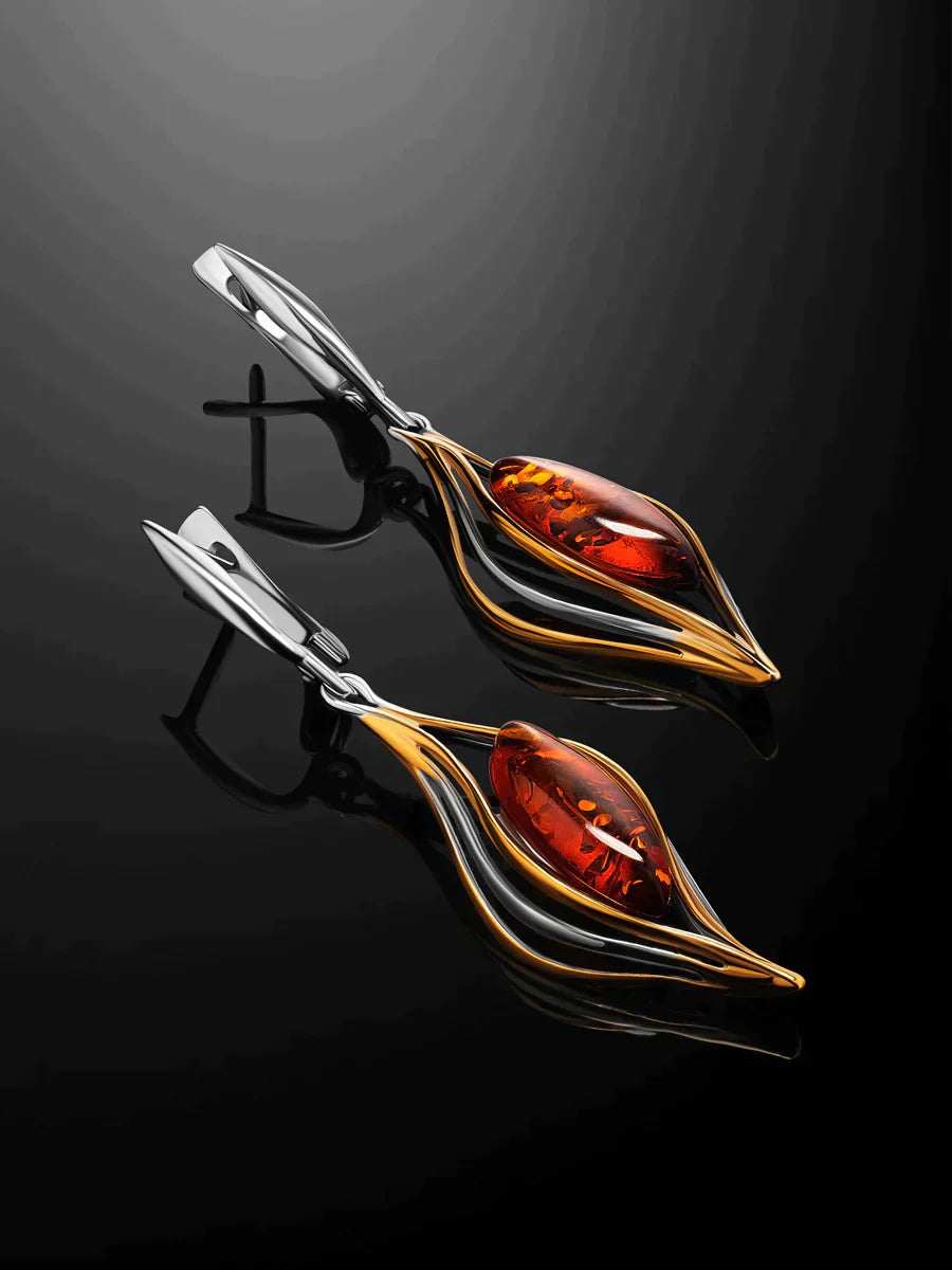 Silver Fire Stone Earrings