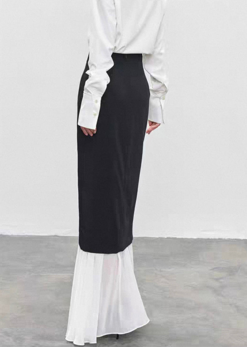 Unique Black High Waist Tulle Patchwork Skirts Summer