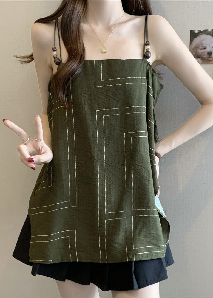 Black Cotton Spaghetti Strap Top Summer