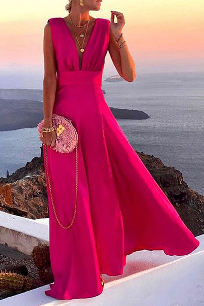 Simplicity Print Split Joint V Neck a Line Dresses