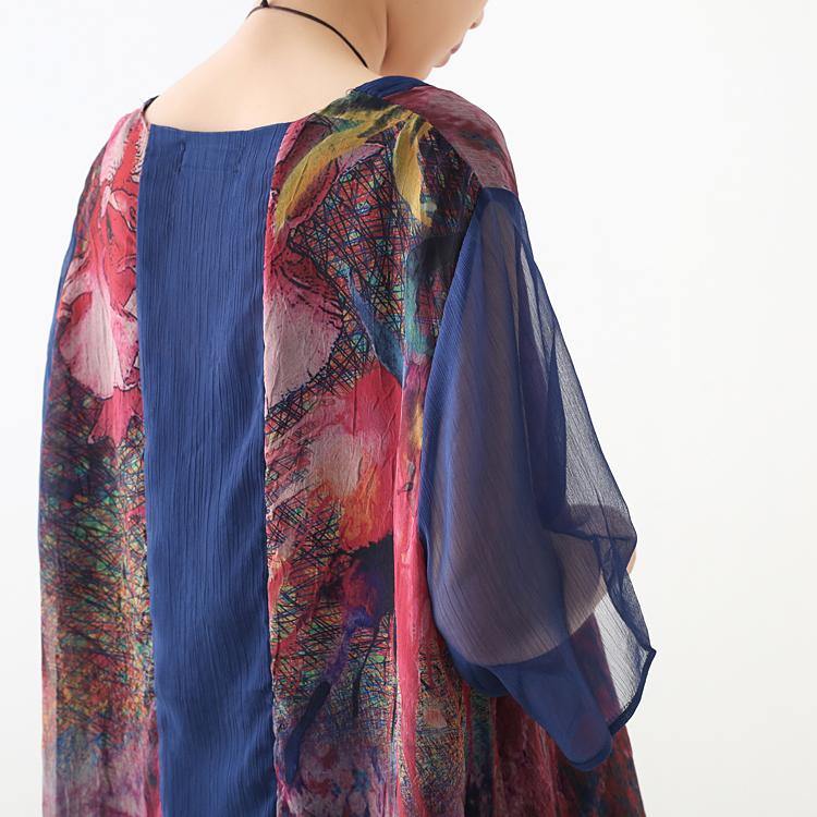 French Print Batwing Sleeve Long Cardigan