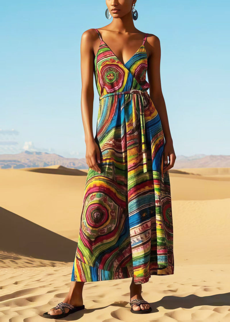 Rainbow Print Cotton Sundress Summer