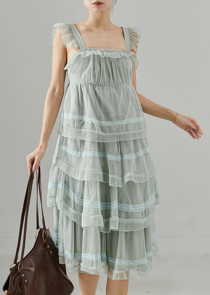 Light Blue Patchwork Tulle Summer Dress