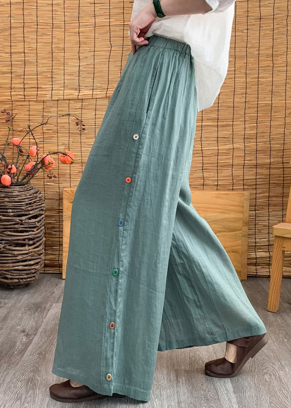 Aqua High Waist Linen Long Pants