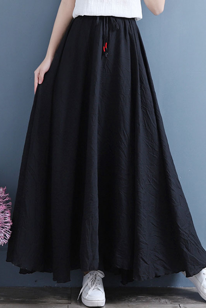 Summer Retro Cotton Linen White Skirt Long Skirt