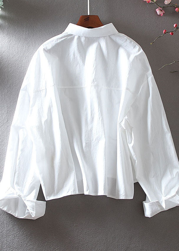 White Oversized Cotton Shirt Top Spring