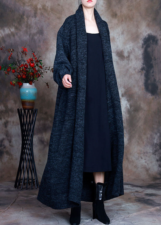 Navy V Neck Fall Knit Loose Cardigans Sweaters