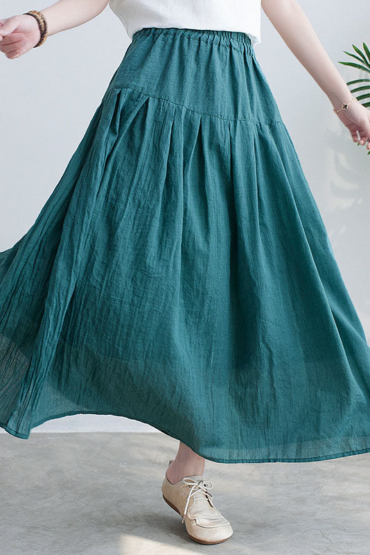 Cotton Linen Color Skirt Double Layer A-line Skirt